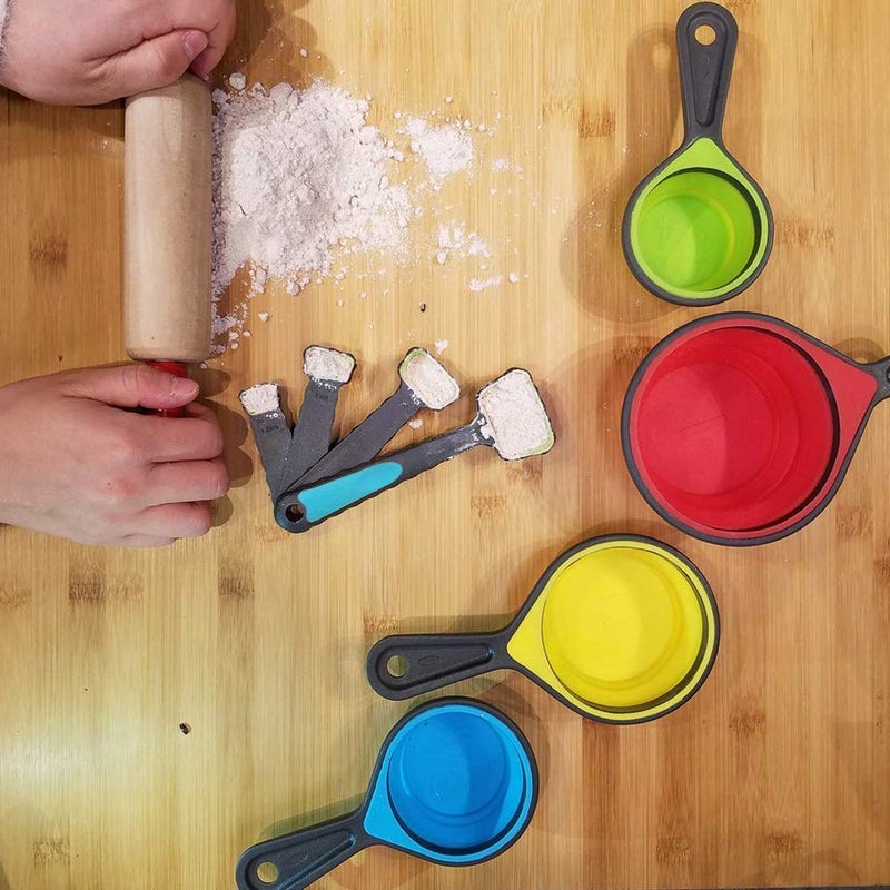 YAPROMO Collapsible Measuring Cups and Spoons - Portable Food Grade Silicone for Liquid & Dry Measuring, 8 Piece Set Kitchen Measuring Tool - Image 5
